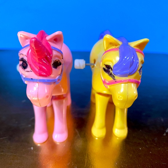 HAPPY HOOFERS PONIES VTG 90’s WIND UP UNICORN & PRANCING PONY TOYS 3” RARE - Picture 7 of 15
